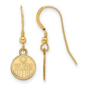 SS 14k Yellow Gold Plated NHL Edmonton Oilers XS Dangle Earrings